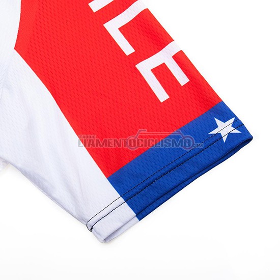 Abbigliamento Ciclismo Chile Manica Corta 2019 Bianco Rosso